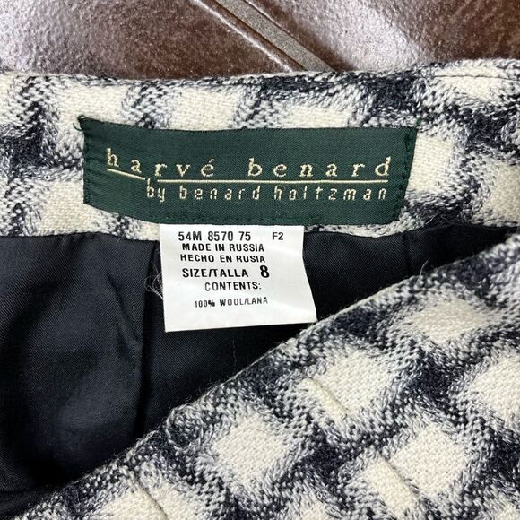 Harve Benard by Benard Holtzman ivory/black fringe hem wool long skirt sz 8 - Picture 3 of 7